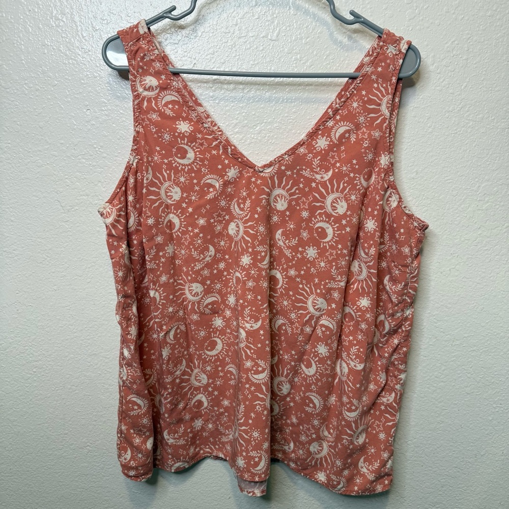 Torrid Atlas Desert Sand Challis Fabric Celestial V-Neck Tank Top Size 0 Y2K